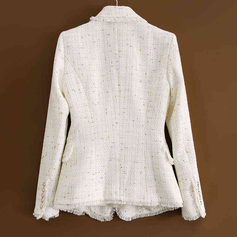 Temperament Ladies Jacket Tweed Suit Jacket Double-breasted High-quality Slim Suit Is Thin And Jacket Women 211104