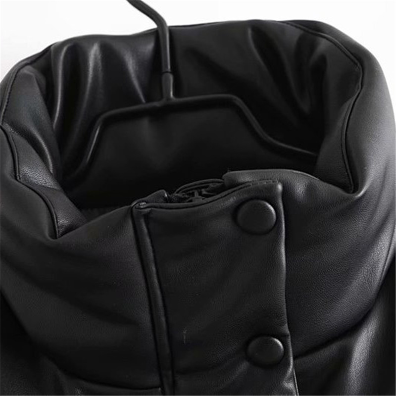 Casual Woman Black Loose Leather Warm Vest Spring Fashion Ladies Oversized Sleeveless Outwear Female Cool PU Tank 210515