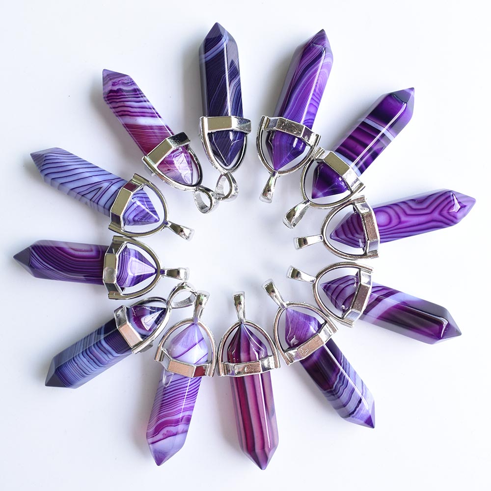 Fashion Stripe Agate Hexagonal Column charm stone pendulum pillar Point Handmade pendant for jewelry pendants Necklace making Wholesale
Fashion Stripe Agate Hexagonal Column charm stone pendulum pillar Point Handmade pendant for jewelry pendants Necklace making Wholesale