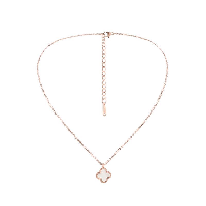 Pendant Necklaces Trend Fashion Stainless Steel Lucky Four-Leaf Clover Necklace For Women Match White Mother-Of-Pearl Clavicle Chain
