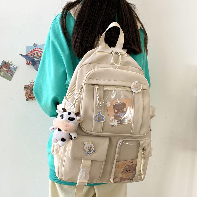 Backpack Style Fashion Solid Color Cute Women Multifunctional Daily School Bag For Teen Girls Student Kawaii Badge, White
Backpack Style Fashion Solid Color Cute Women Multifunctional Daily School Bag For Teen Girls Student Kawaii Badge, White