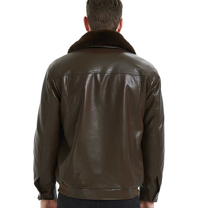 Men Biker Fur PU Jacket Leather Faux Fur Jackets Mens Fashion Fluffy Winter Coat Men's Casual Motorcycle Clothing Homme 3XL 210603