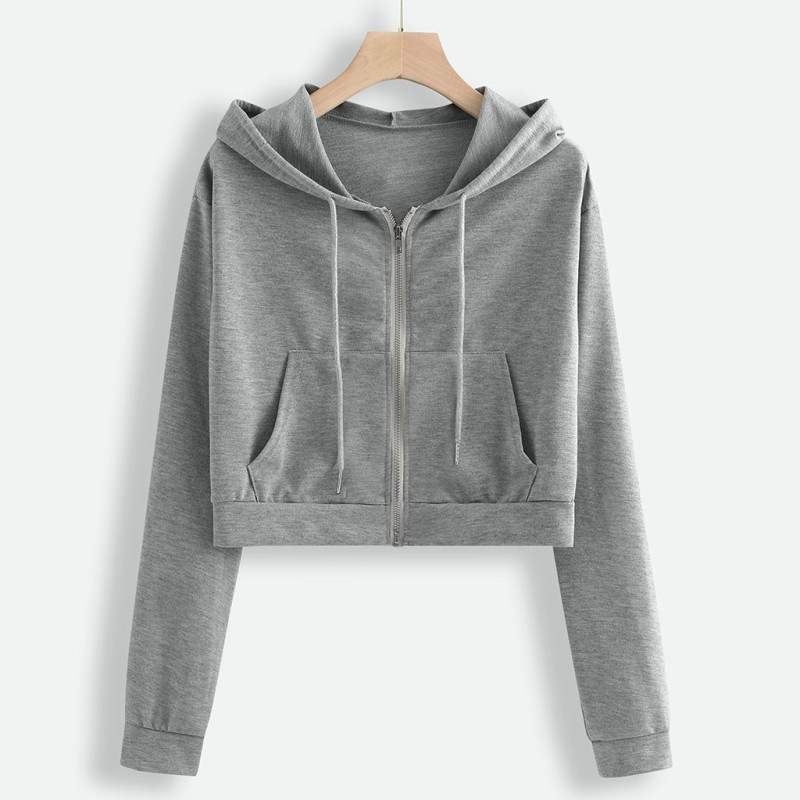 Sexy Zipper Hoodies Drawstring Sweatshirt Women Crop Jacket Casual Solid Long Sleeve Pocket Shirt Thin Short Tops Ropa Mujer WGWY37032, Gray
Sexy Zipper Hoodies Drawstring Sweatshirt Women Crop Jacket Casual Solid Long Sleeve Pocket Shirt Thin Short Tops Ropa Mujer WGWY37032, Gray