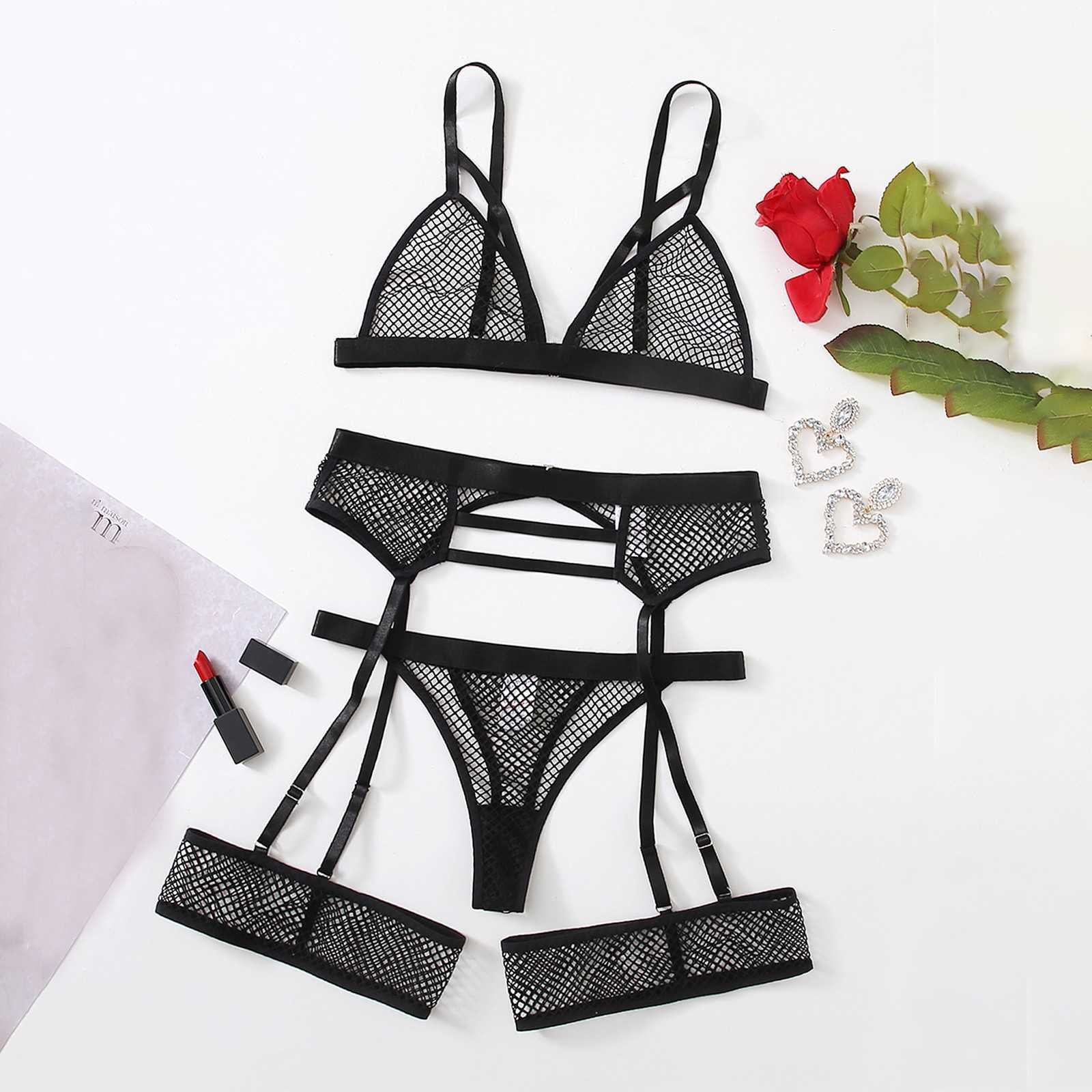 New Sexy Fashion Lace Lingerie Underwear Sleepwear Wireless Pajamas Garter No rims lace 3-piece underwear#HOT Q0715, Bk
New Sexy Fashion Lace Lingerie Underwear Sleepwear Wireless Pajamas Garter No rims lace 3-piece underwear#HOT Q0715, Bk