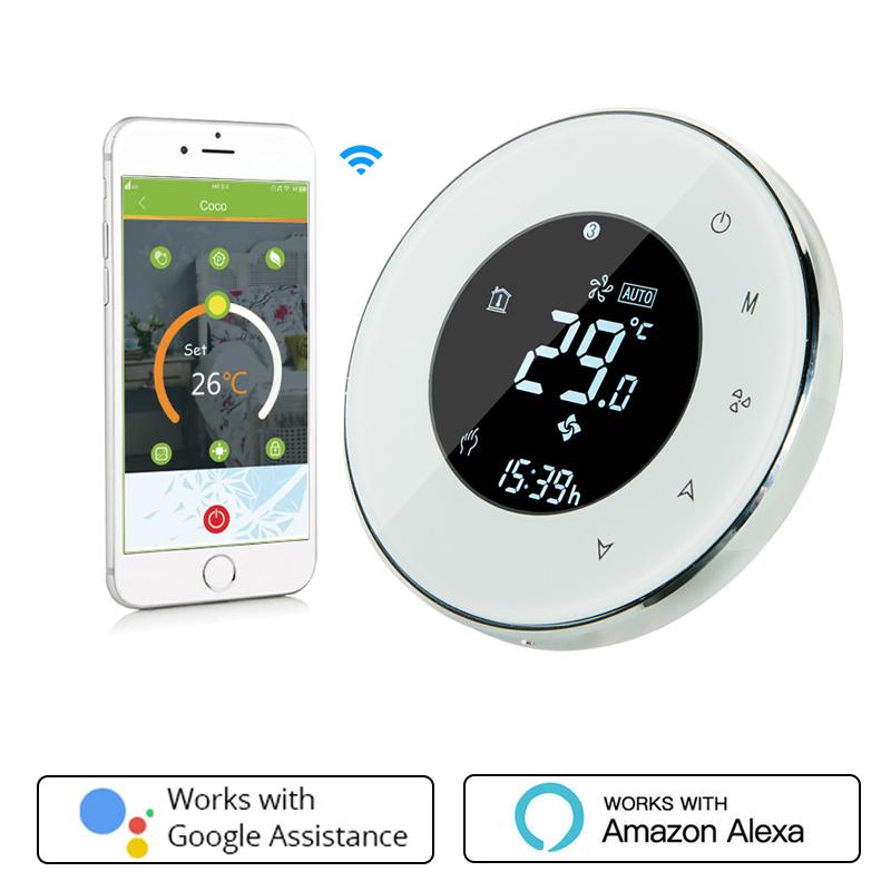 Smart Home Control Wifi Voice Remote Boiler Thermostat Backlight 3A Weekly Programmable LCD Touch Screen Work With Alexa Google