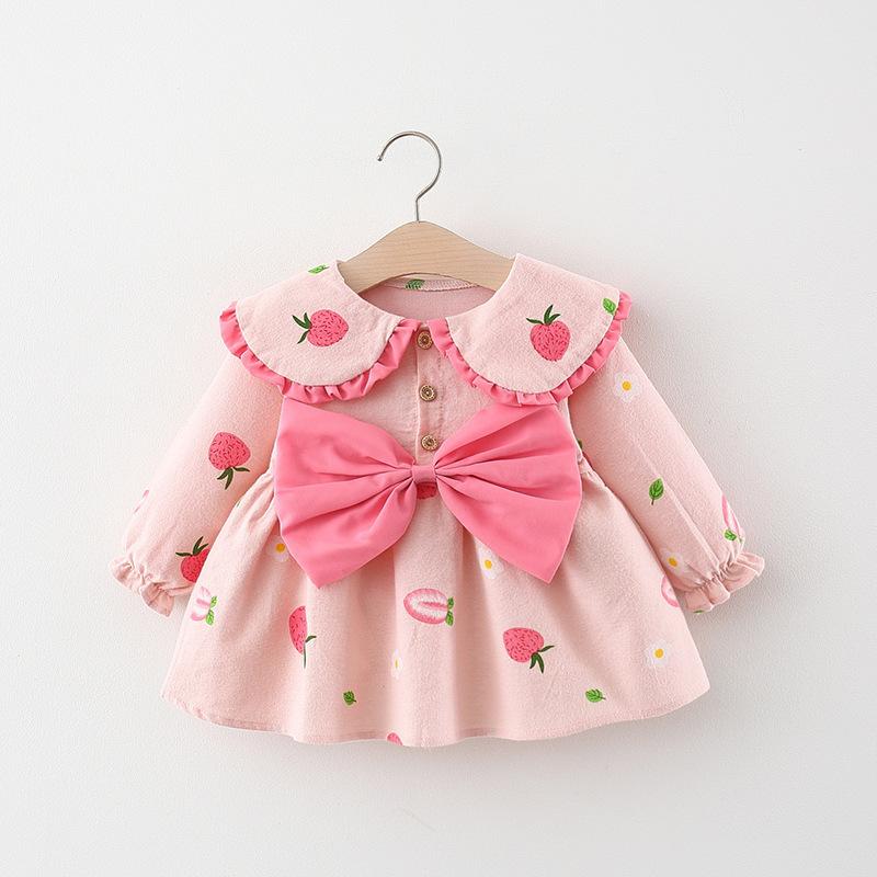 Girl's Dresses Girls Print Strawberry Autumn Dress 1-2-3 Year Old With Bowknot Cute Western Princess Kids Party Baby Girl Dressess, As picture
Girl's Dresses Girls Print Strawberry Autumn Dress 1-2-3 Year Old With Bowknot Cute Western Princess Kids Party Baby Girl Dressess, As picture