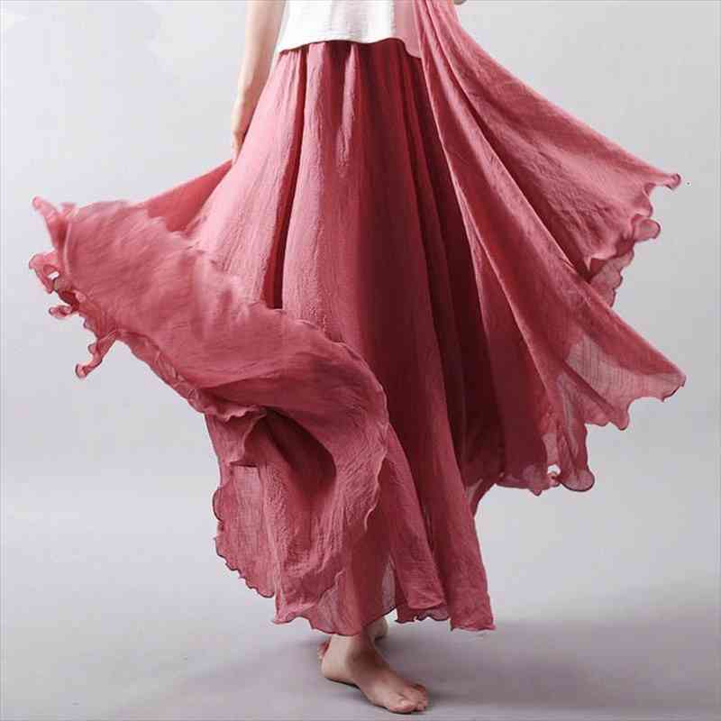 Cotton Long Skirt Women Summer Candy Color Pleated A-linen Big Circel Faldas Female Vintage Elastic Waist Beach Maxi Skirt, Black
Cotton Long Skirt Women Summer Candy Color Pleated A-linen Big Circel Faldas Female Vintage Elastic Waist Beach Maxi Skirt, Black