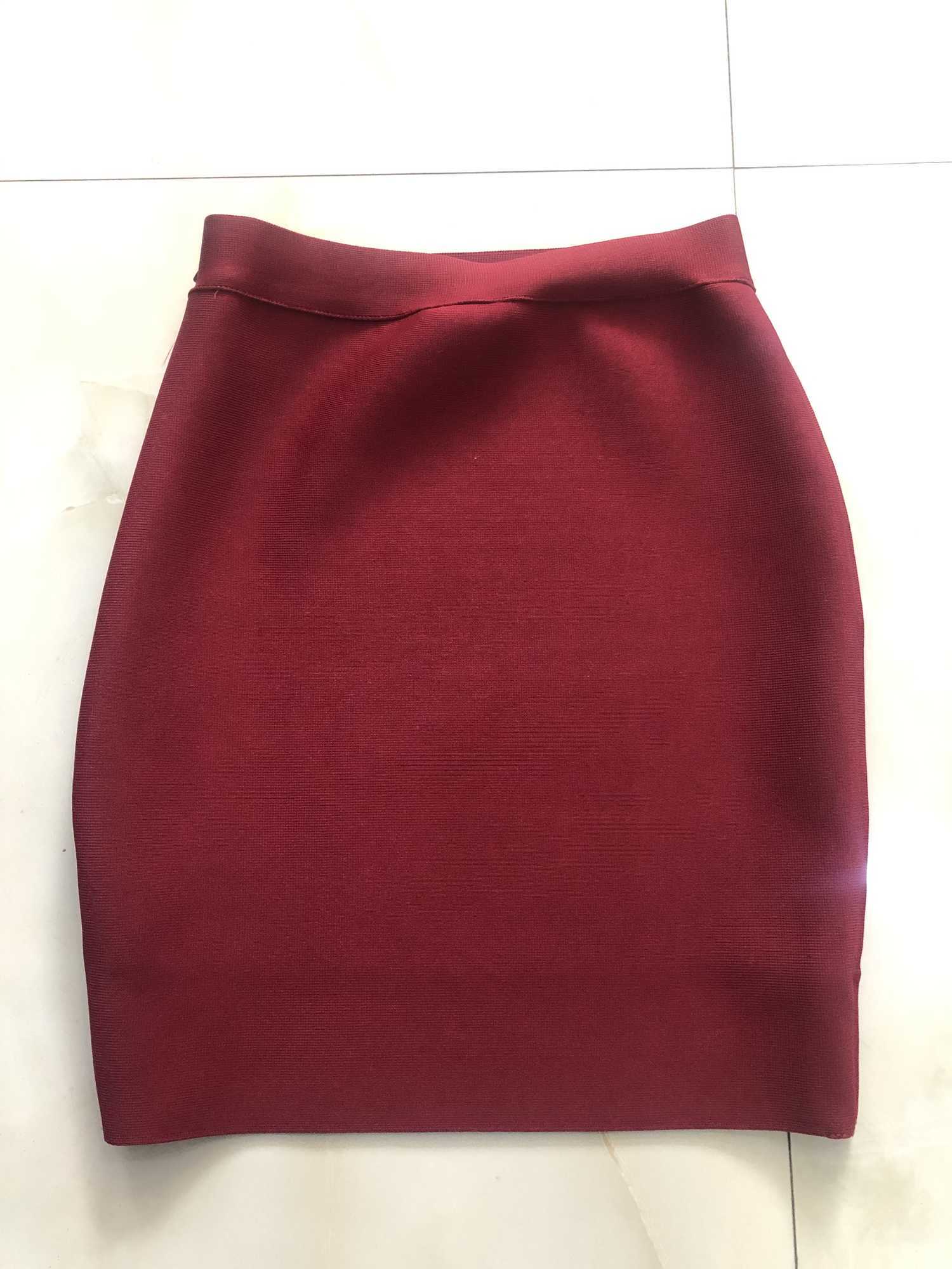 Free 7 Colors Sexy Solid Zipper Orange Blue Black Bandage Skirt Women Elastic Bodycon Summer Mini Pencil 43cm 210619