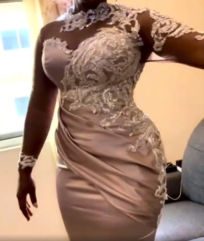 2021 Plus Size Arabic Aso Ebi Mermaid Lace Sexy Prom Dresses High Neck Long Sleeves Vintage Evening Formal Party Second Reception Bridesmaid Gowns Dre