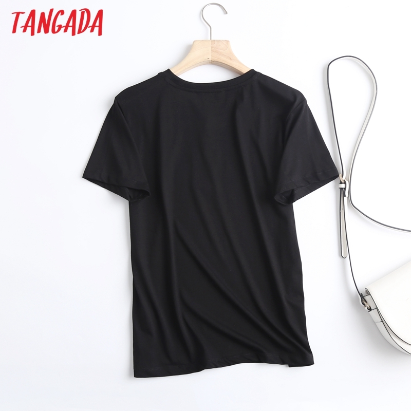 Women Black Letter Golden Print Cotton T Short Sleeve Tees Ladies Casual Tee Shirt Street Wear Top 6D04 210416