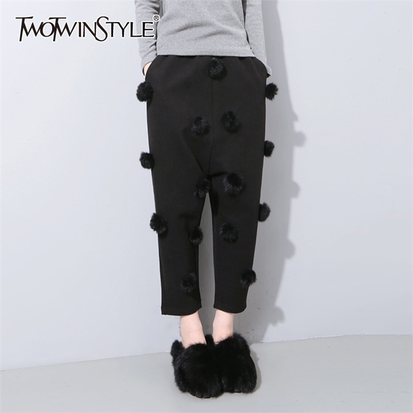 Patchwork Plush Ball Harem Pants For Women High Waist Pocket Casual Trousers Female Autumn Fashion Stylish 210521, Black
Patchwork Plush Ball Harem Pants For Women High Waist Pocket Casual Trousers Female Autumn Fashion Stylish 210521, Black