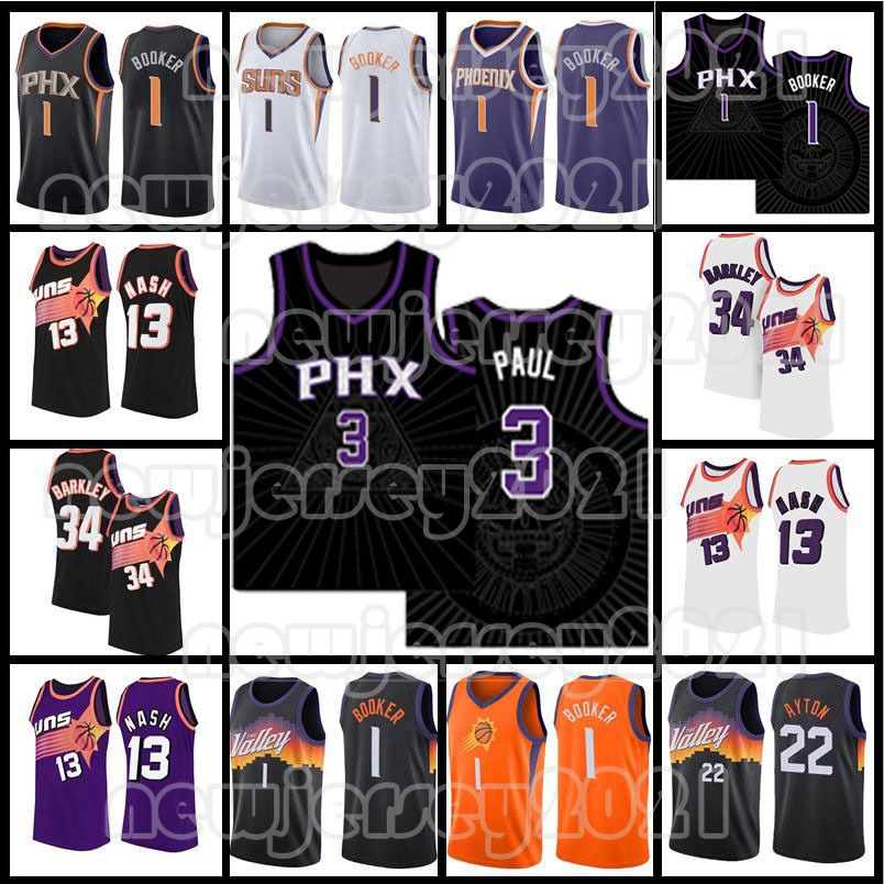 2021 PhoenixSunsChris 3 Paul Basketball Mens Devin 1 Booker Jersey Deandre 22 Ayton Jersey Mesh Charles 34 Barkley Steve 13 Nash Jersey, Black;red 
2021 PhoenixSunsChris 3 Paul Basketball Mens Devin 1 Booker Jersey Deandre 22 Ayton Jersey Mesh Charles 34 Barkley Steve 13 Nash Jersey, Black;red