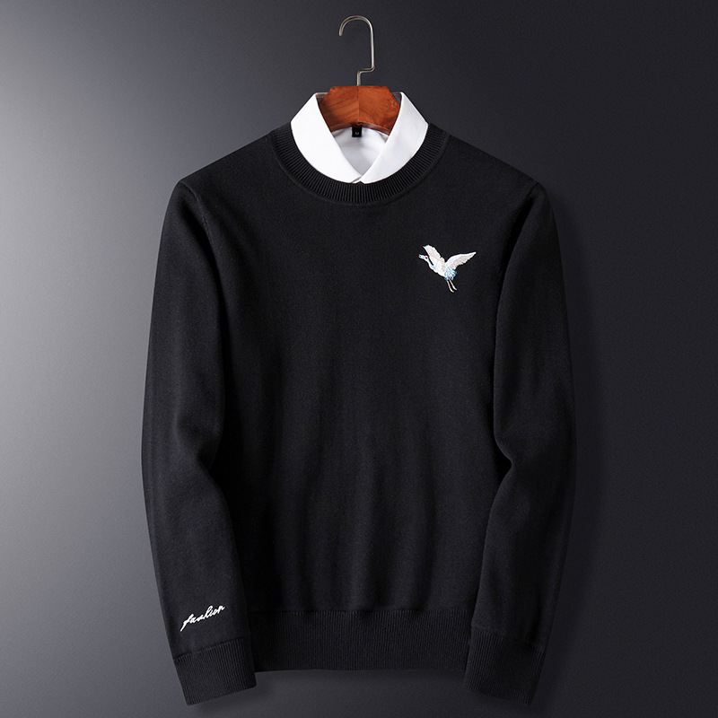 sweater knit pusite autumn and winter round neck men's slim fitting pullover plush long sleeve, White;black
sweater knit pusite autumn and winter round neck men's slim fitting pullover plush long sleeve, White;black