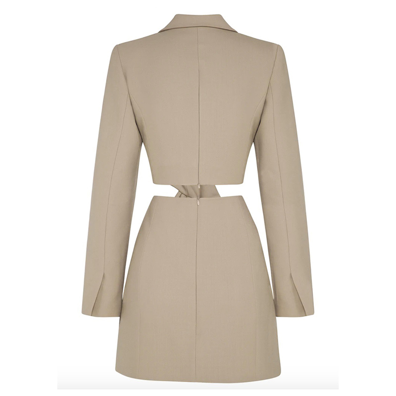 Hollow Out Casual Blazer For Women Notched Long Sleeve High Waist Mini Dresses Female Fashion Clothing 210520