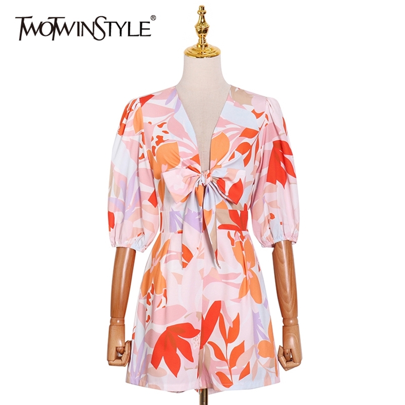 Casual Print Hit Color Playsuit For Women V Neck Short Sleeve High Waist Hollow Out Jumpsuit Female Fashion 210521
Casual Print Hit Color Playsuit For Women V Neck Short Sleeve High Waist Hollow Out Jumpsuit Female Fashion 210521