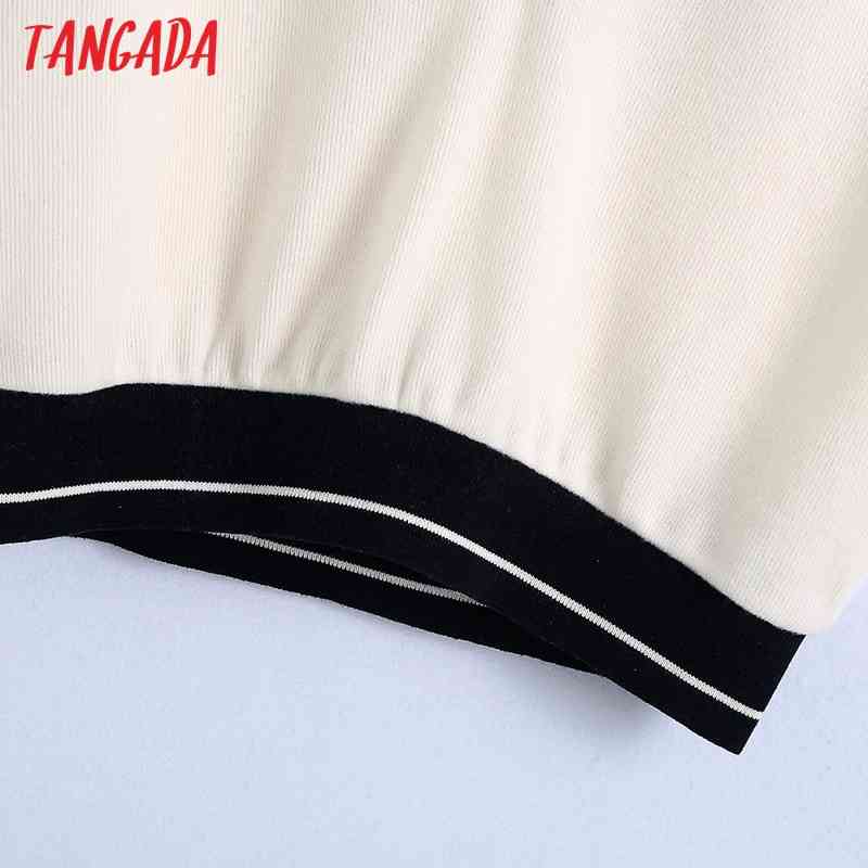 Women Fashion White Knitted Vest Sweater Vintage V Neck Sleeveless Female Waistcoat Chic Tops BE455 210416