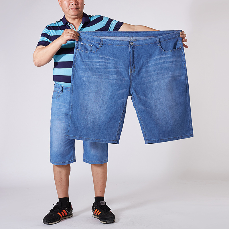 Men's Large Size Shorts Knee-length Summer Breeches Denim Male Bermuda Classic Stretch Plus Size Big 8XL Men Short Jean Men 210518