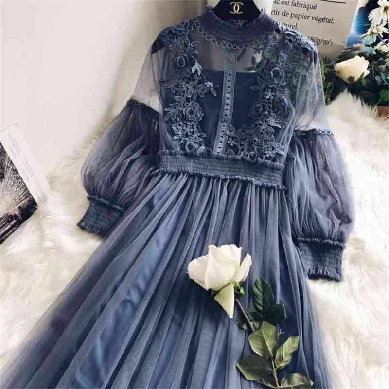 Womens Casual Wear Hollowing Out Lace Dress Spring Long Sleeved High Waist Elegnat Gauze Dresses 210525
Womens Casual Wear Hollowing Out Lace Dress Spring Long Sleeved High Waist Elegnat Gauze Dresses 210525