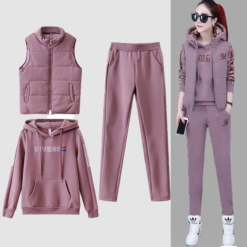 Women's Two Piece Pants 3 Set Tracksuit Autumn Winter Sport Suit Hoodies+Vest+Pants Casual Velvet Warm Sporting Women Outwear, Red
Women's Two Piece Pants 3 Set Tracksuit Autumn Winter Sport Suit Hoodies+Vest+Pants Casual Velvet Warm Sporting Women Outwear, Red