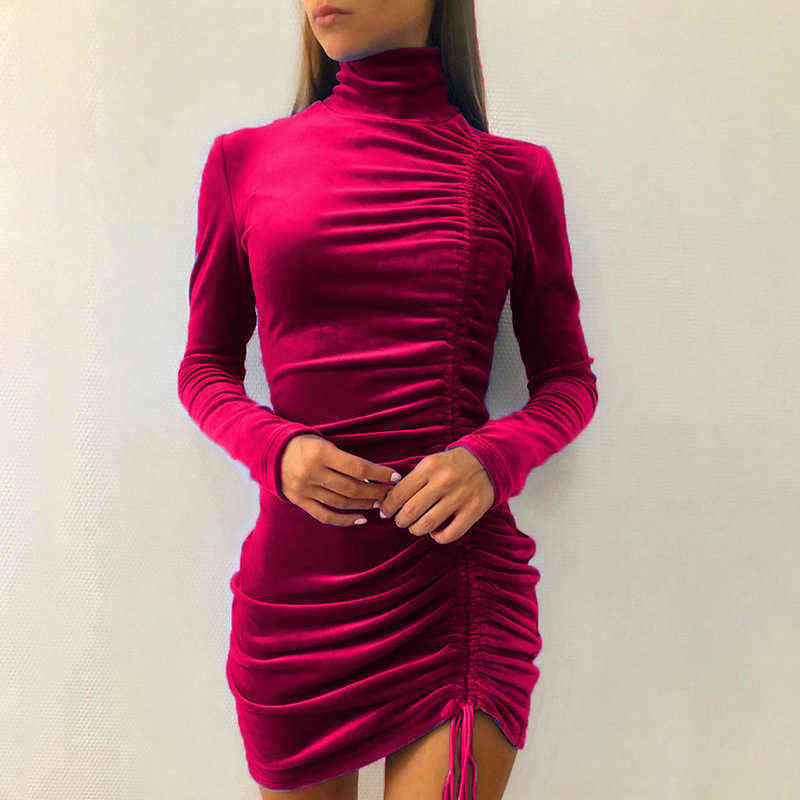 Party Mini Dress Clubwear Autumn Turtleneck Velvet Dresses Women Long Sleeve Bodycon Slim Dress Winter Fashion Drawstring Drapes G1223, 08 purple
Party Mini Dress Clubwear Autumn Turtleneck Velvet Dresses Women Long Sleeve Bodycon Slim Dress Winter Fashion Drawstring Drapes G1223, 08 purple