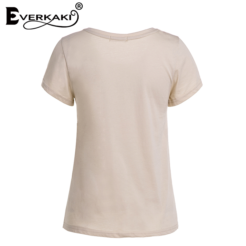 Everkaki Boho Gypsy Girl Print T-shirt Tops Retro Cotton Apricot O Neck Bohemian Top T-shirts Female Spring Summer New 210401
