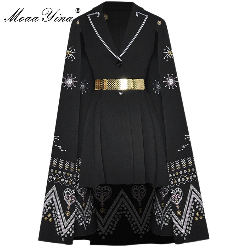 Fashion Designer dress Spring Summer Women's Dress lace-up Vintage Embroidery Cloak Black Midi Dresses 210524
Fashion Designer dress Spring Summer Women's Dress lace-up Vintage Embroidery Cloak Black Midi Dresses 210524