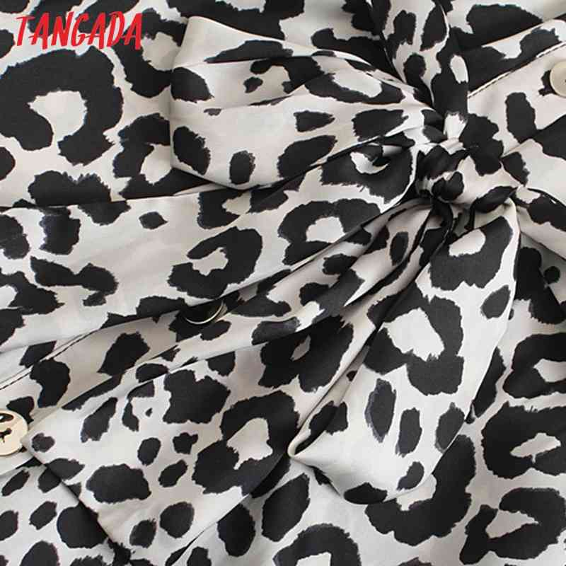 Fashion Women Leopard Print Loose Shirt Long Sleeve High Street Ladies Mini Dress 5Z88 210416