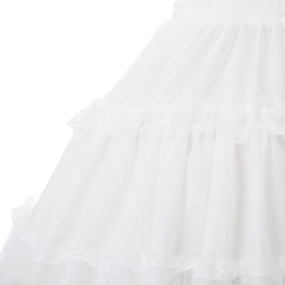 Women's Lolita Skirts Crinoline Petticoat Evening Party Underskirt Vintage Elastic Waist 2-Loop Ruffles Swing Gothic Skirt 210412Z