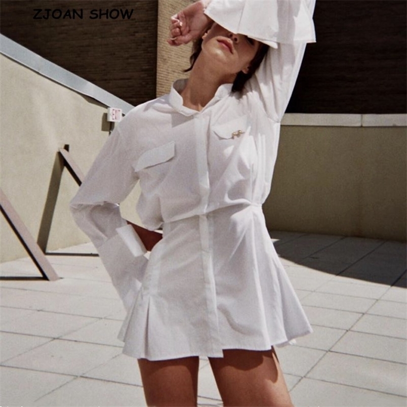 Stylish Stand Collar Side Pleated Ruched Extra Long sleeve Shirt Dress Sexy Women Pockets Slim Waist Mini Short Dresses 210429, White
Stylish Stand Collar Side Pleated Ruched Extra Long sleeve Shirt Dress Sexy Women Pockets Slim Waist Mini Short Dresses 210429, White