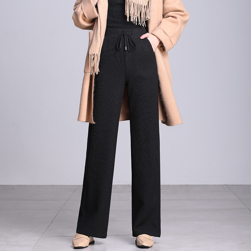 pantalones de mujer women winter pants office cintura alta knitted trousers 7259 50 210427