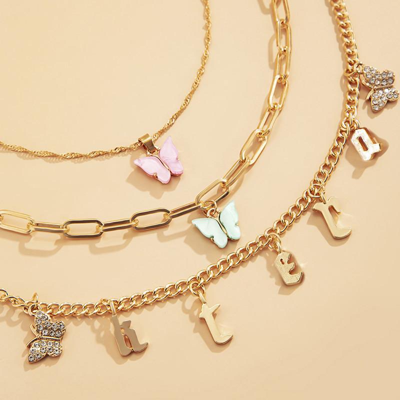 European And American Retro Simple Personality Multi-Layer Tassel Butterfly Letter Necklace For Women Girl Jewlery Chains
European And American Retro Simple Personality Multi-Layer Tassel Butterfly Letter Necklace For Women Girl Jewlery Chains