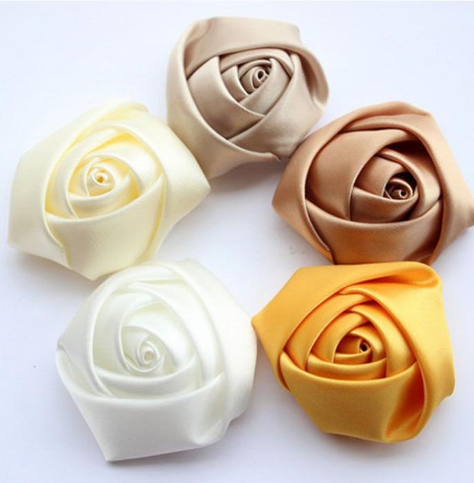 28 Colors Mini Satin Ribbon Rose Flower Hair Accessories For Girls Kids Children Handmade Rolled Fabric Flowers For Hair Clip Or