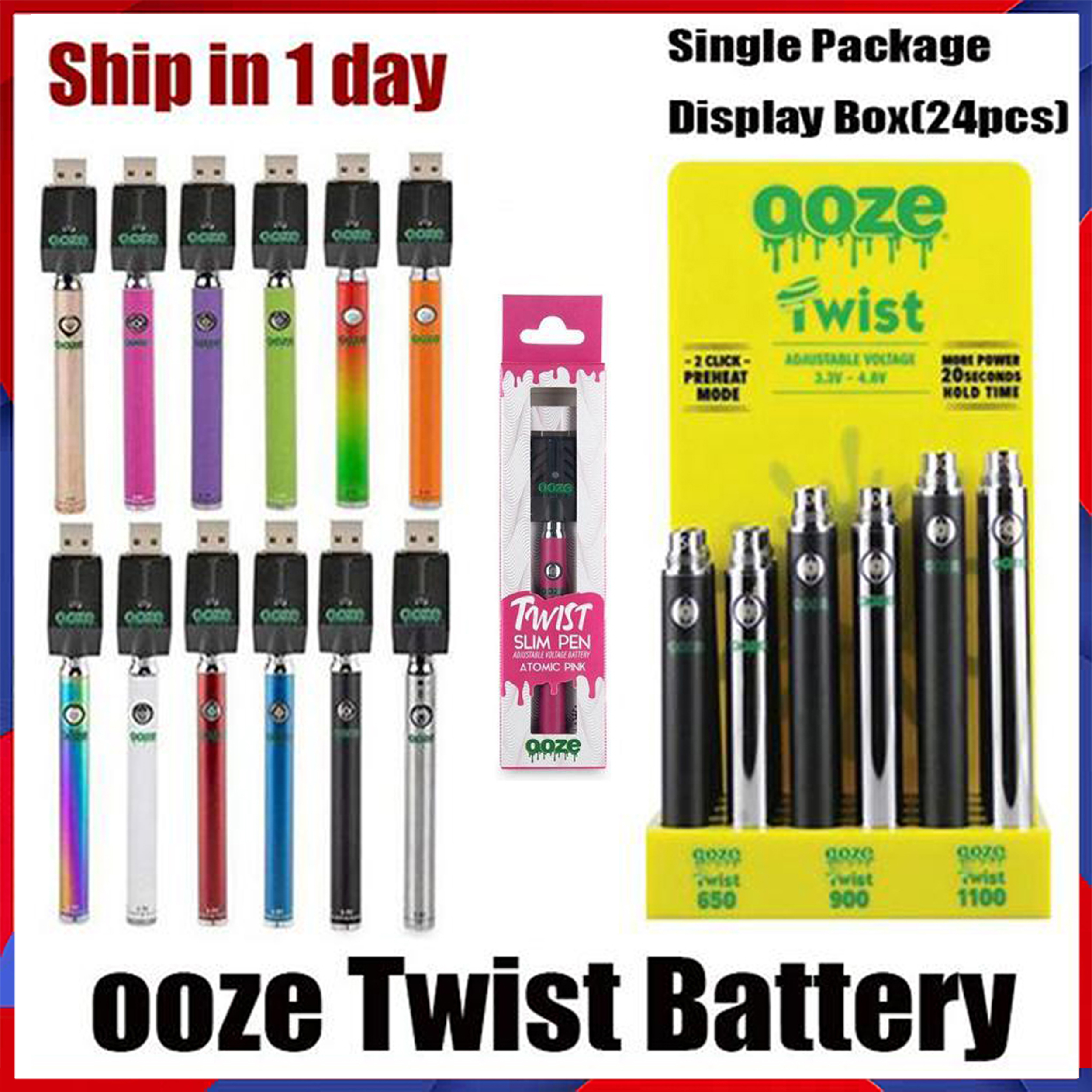 Twist Preheat Battery 650mah 900mah 1100mah With Display Box Variable Voltage 510 thread Vape PK Vision Spinner Vmod Palm Law Mod Yocan Uni
Twist Preheat Battery 650mah 900mah 1100mah With Display Box Variable Voltage 510 thread Vape PK Vision Spinner Vmod Palm Law Mod Yocan Uni