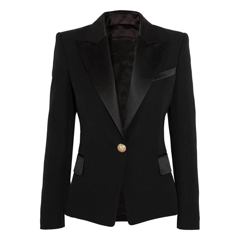 HIGH STREET est Designer Blazer Jacket Women' Satin Collar Single Button Slim Fitting Classic 210521, Black
HIGH STREET est Designer Blazer Jacket Women' Satin Collar Single Button Slim Fitting Classic 210521, Black