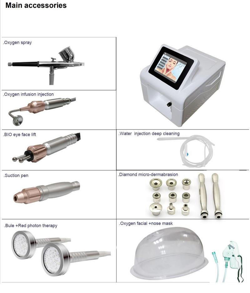 9 in1 Diamond Microdermabrasion Dermabrasion Machine PDT Exfoliation Removal Wrinkle Facial Peeling Tools With oxygen mask