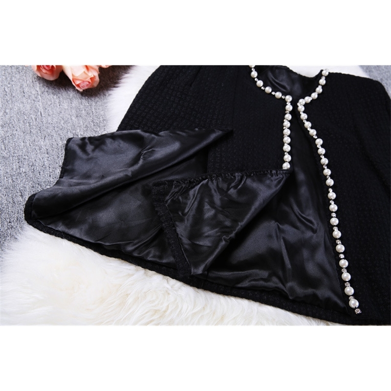 Runway Tweed Women 3 Piece Set Fall Winter Beading Wollen Cloak Short Coat + Mesh White Bow Shirt Mini Mermaid Skirt 210519
