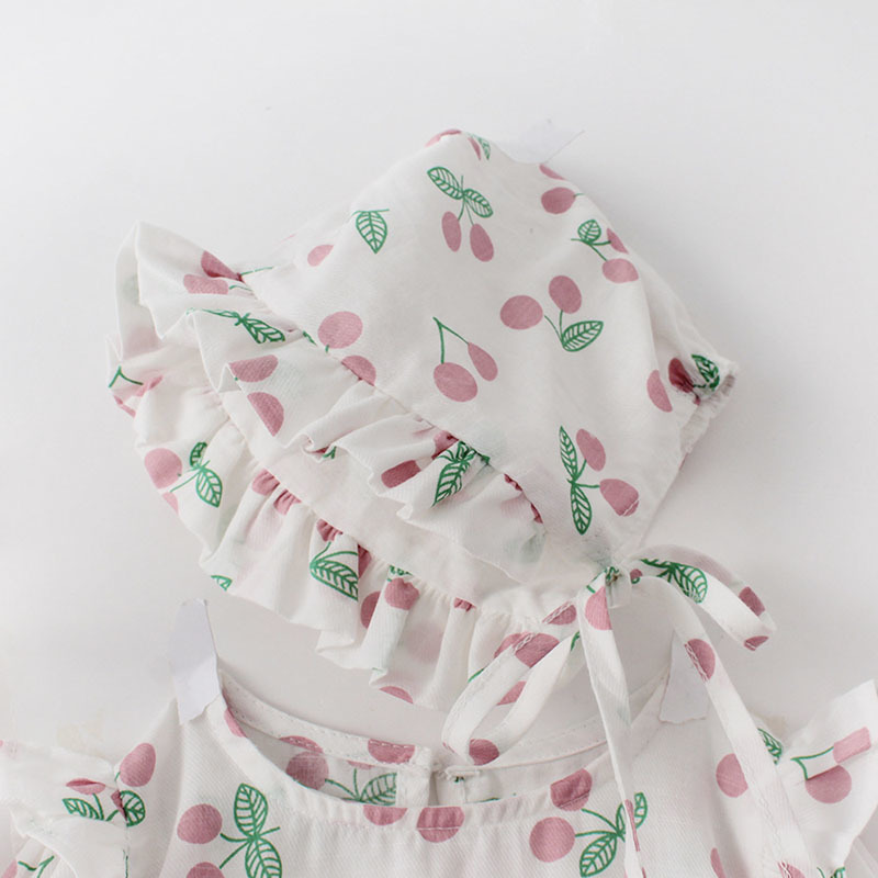 0-2Yrs Spring Autumn Infant Baby Girls Rompers Clothes Bodysuit Sweet Cherry Long Sleeve 210429