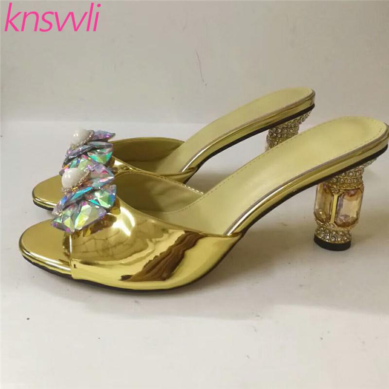 Slippers Rhinestone High Heels Women Red Gold Patent Leather Peep Toe Mules Runway Summer Shoes Woman Jewel Zapatos De Mujer, Black
Slippers Rhinestone High Heels Women Red Gold Patent Leather Peep Toe Mules Runway Summer Shoes Woman Jewel Zapatos De Mujer, Black