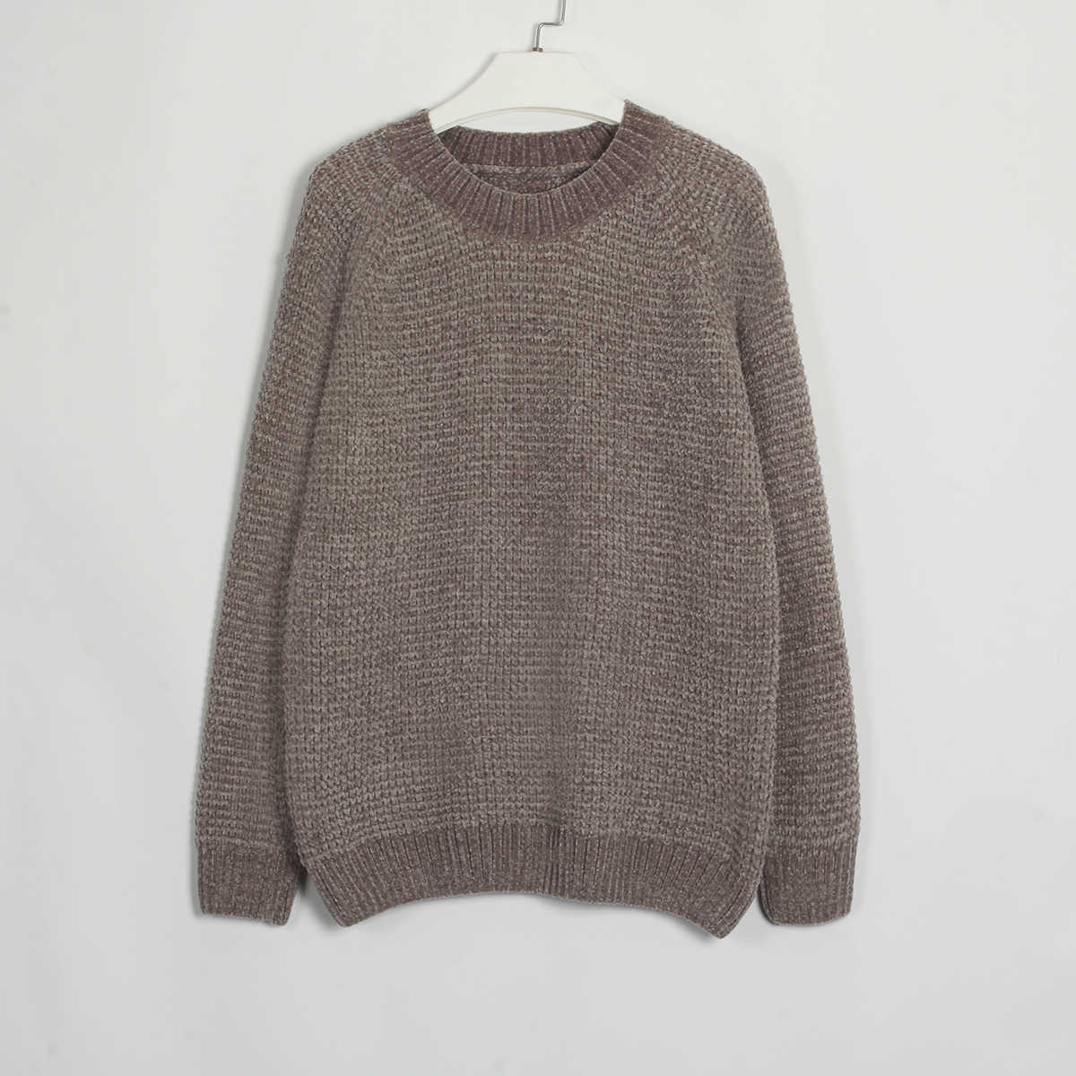 Wixra Thick Sweater Women Knitted Ribbed Pullover Long Sleeve Casual O Neck Jumpers Chenille Clothing Autumn Winter 211011Z