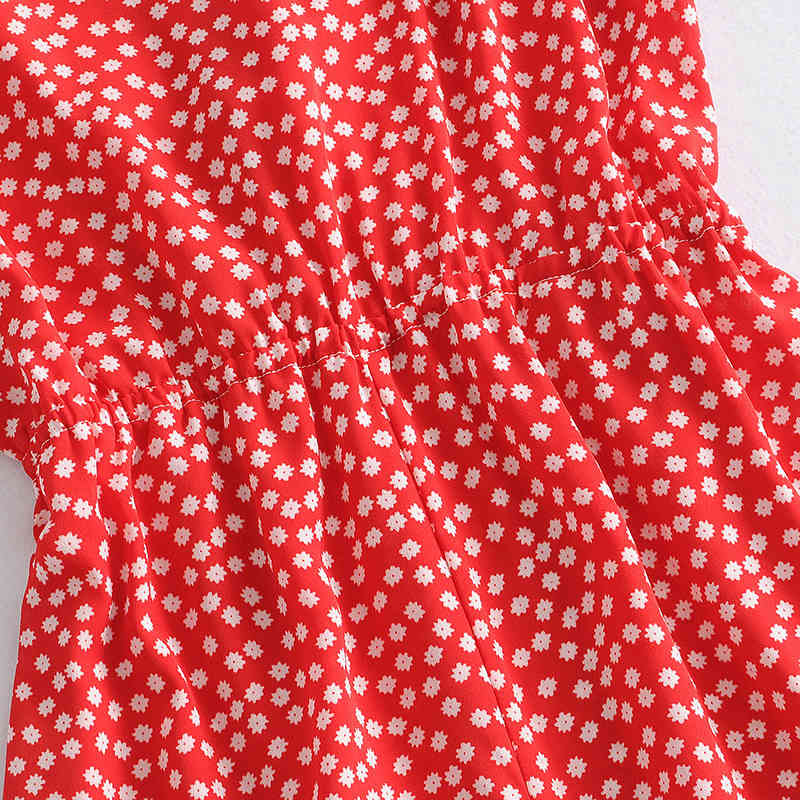 Summer Floral Print Playsuit Women Short Sleeve Casual Bodysuit Bow Tie Decorate Rompers Ladies Ropa De Mujer 210515