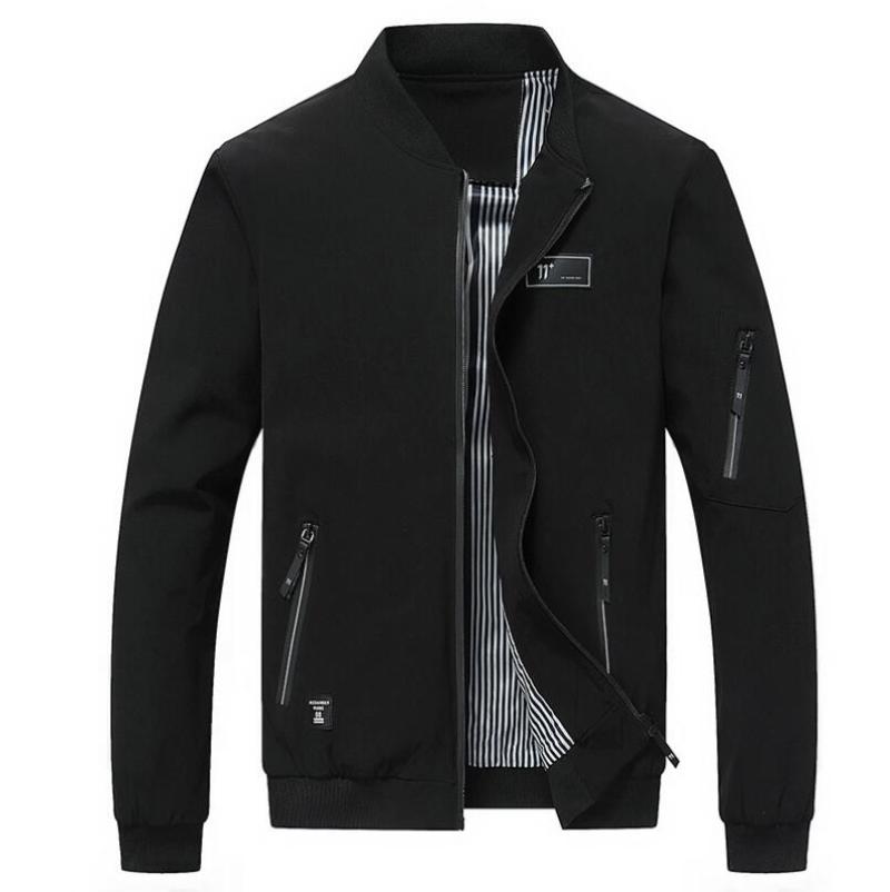 Brand Windbreaker Jacket Men's Autumn Spring Black Thin Jackets Man Turn-down Collar Casual Men Outwear