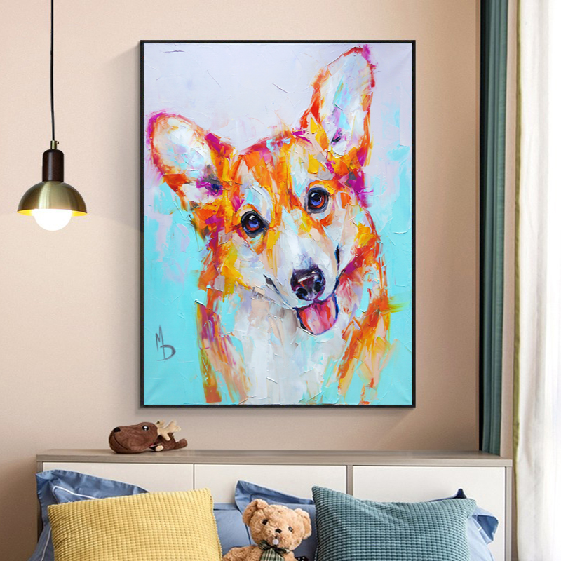 Dog Painting Printed On Canvas Cute Animal Posters And Prints Wall Pictures For Living Room Modern Home Decor No Frame