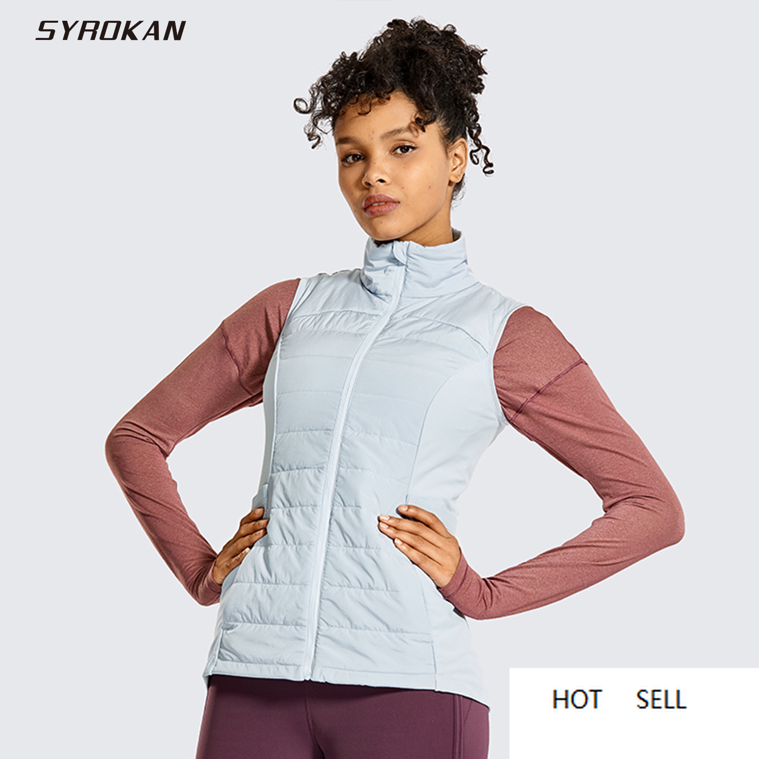 Women's Athletic Padded Vest Lightweight Full-Zip Sleeveless Jackets with Pockets, Ice cream green03
Women's Athletic Padded Vest Lightweight Full-Zip Sleeveless Jackets with Pockets, Ice cream green03