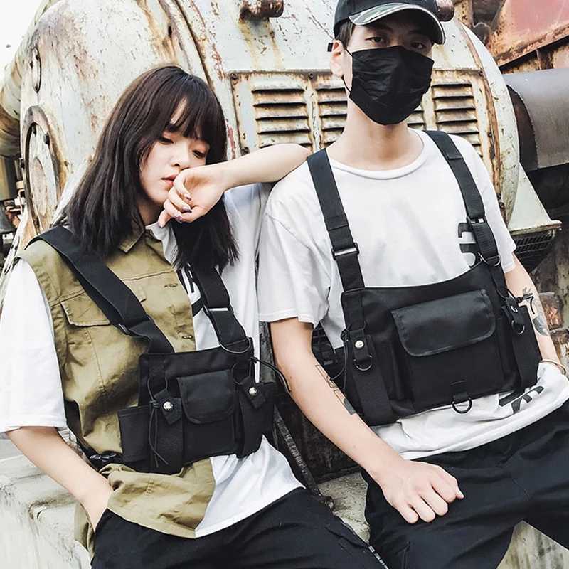 Streetwear Men Bag Tactical Vest Hip Hop Style Crossbody Chest Bags Packs for Women Fashion Punck Chest Rig Vest Waist Bag 210708