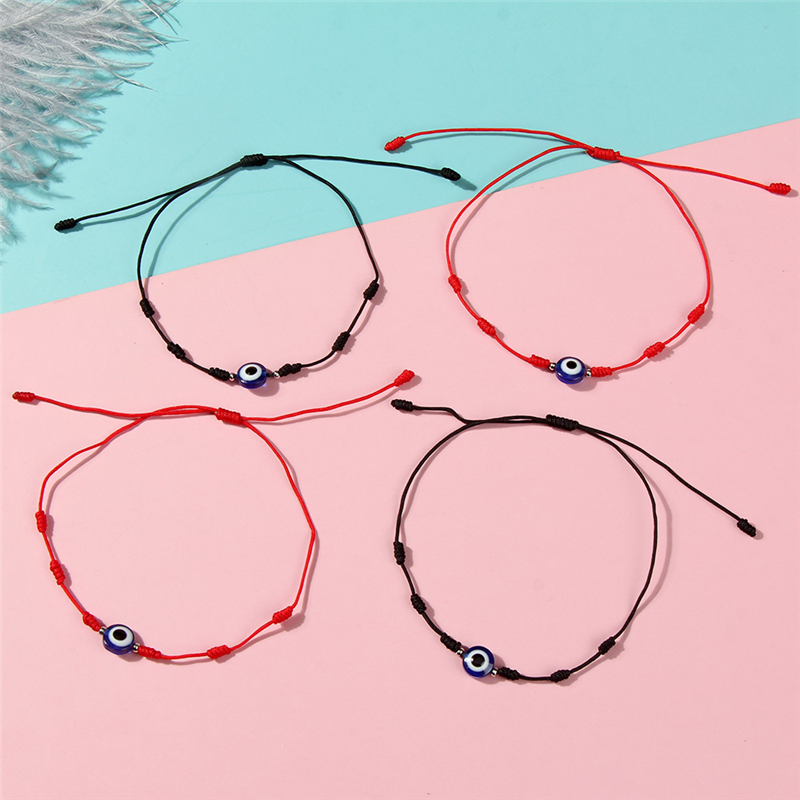 Blue Evil Eye Bracelets with Card Women Fashion Jewelry Mens Adjustable Glass Knotted Braided Rope Charm Bracelet Lucky Bangles Gifts 1lot=1set=6pcs