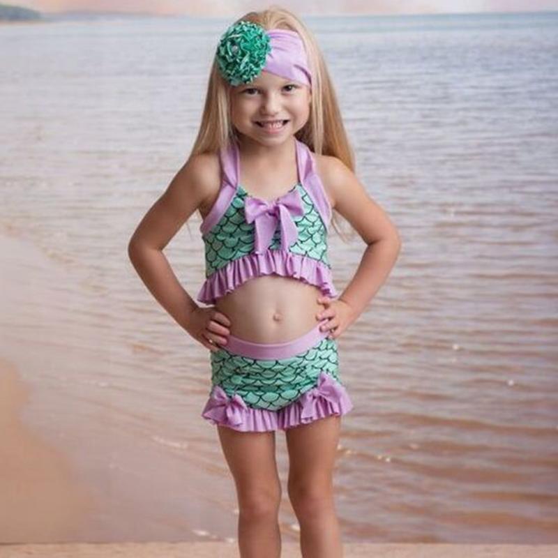 One-Pieces Kids Girls Bikini Summer Toddler Baby Swimsuits Print Bowknot Swimwear Casual Beach Swimsuit Outfits