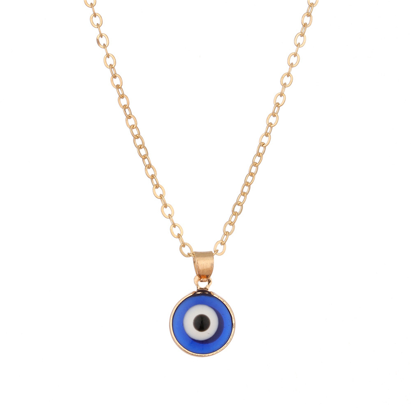 Blue Evil Eye Choker Necklaces Round Pendant Clavicle Necklace Silver Gold Disc Lucky Charm Jewelry Fashion Design Turkish Devil Eyes Birthday Gifts f