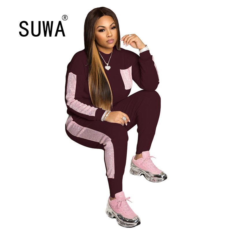 Wholesale Women Sequin Patchwork Long Sleeve Tops Jogger Pants Suit Active Wear Tracksuit Two Piece Matching Set Fitness Outfits 210525, Gray
Wholesale Women Sequin Patchwork Long Sleeve Tops Jogger Pants Suit Active Wear Tracksuit Two Piece Matching Set Fitness Outfits 210525, Gray