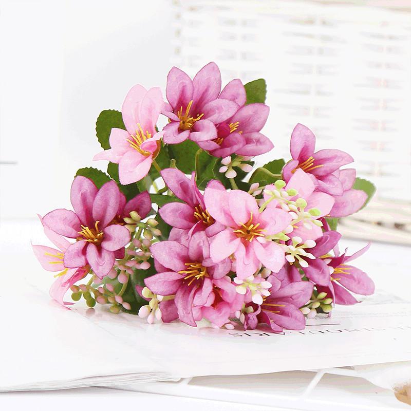 Silk Lily Artificial Flowers Bouquet Cherry Blossoms Party Wedding Decoration Fake Living Room Home Decor Accessories Decorative & Wreaths