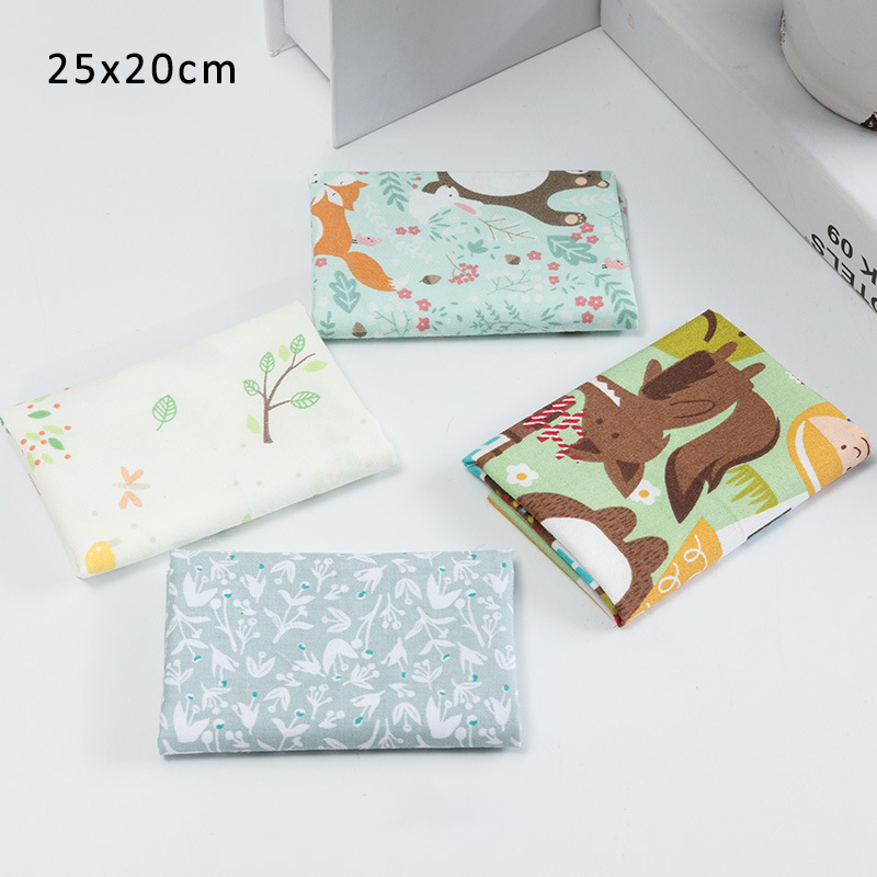 4Pieces/Set Cartoon Pattern 25*20CM Cotton Nice Gift for Household Multicolor Multi Purpose DIY Sewing Craft Patchwork Cloth